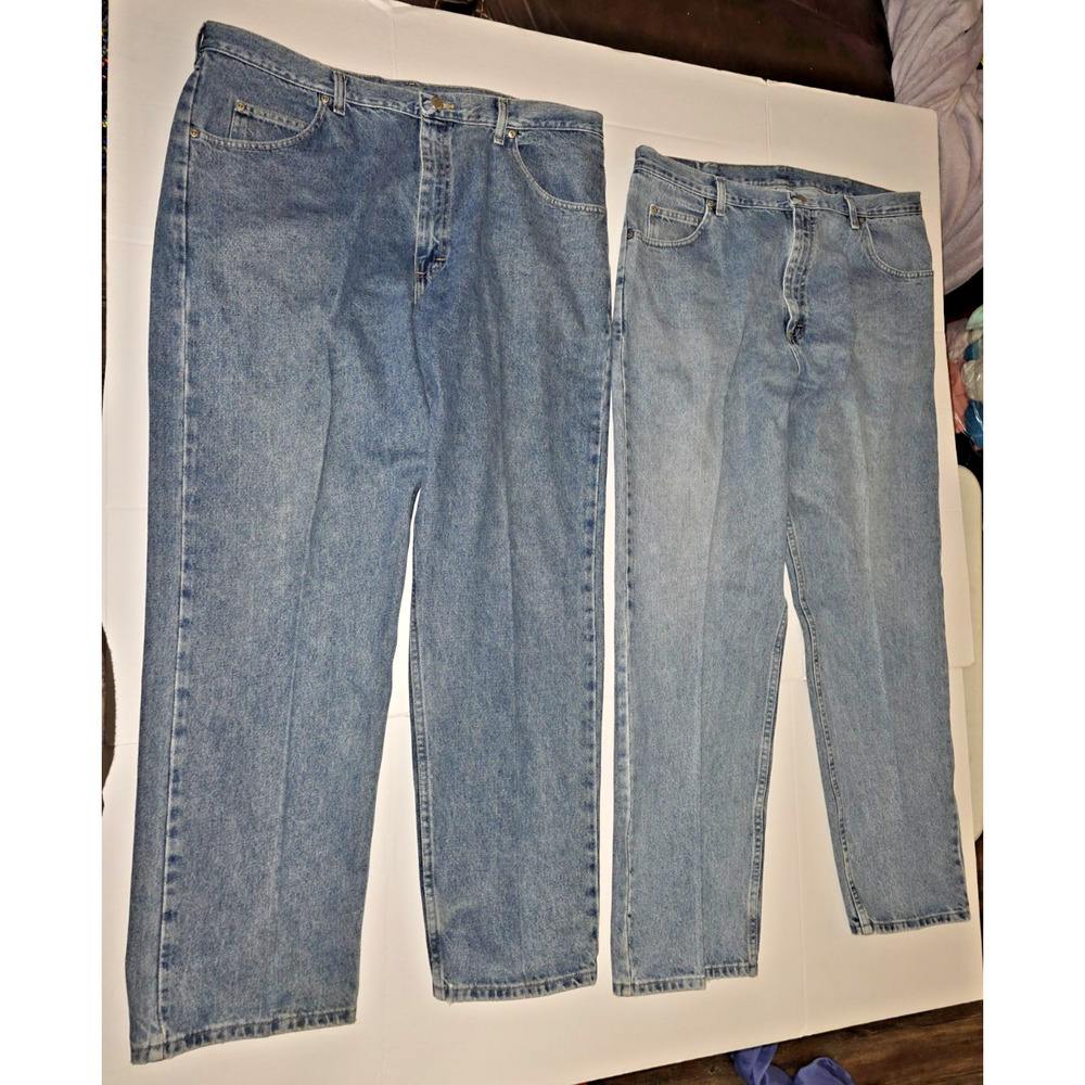 Lot of 2pcs Wrangler Men’s Blue Straight Leg Casual Style Jeans Size 40x32 M020 - Picture 12 of 16